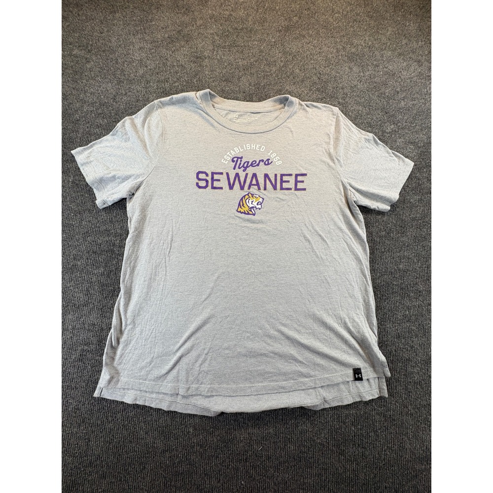 Under Armour Sewanee Tigers Graphic Tee Gray Purple XL Loose Fit 1138
